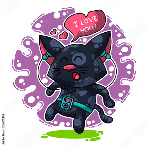 Vector seamless pattern about Cats in love