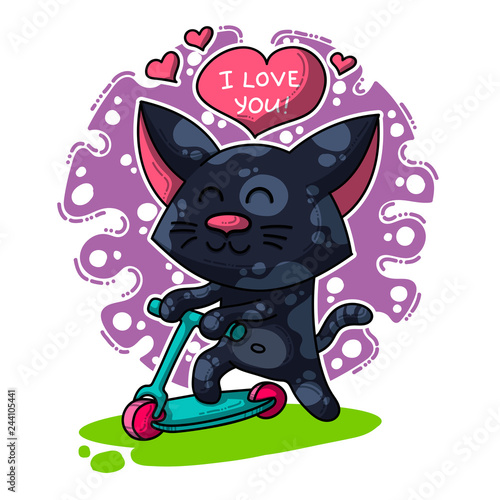 Vector seamless pattern about Cats in love