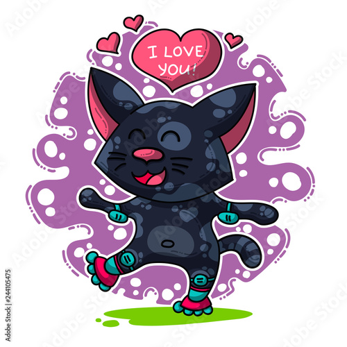 Vector seamless pattern about Cats in love
