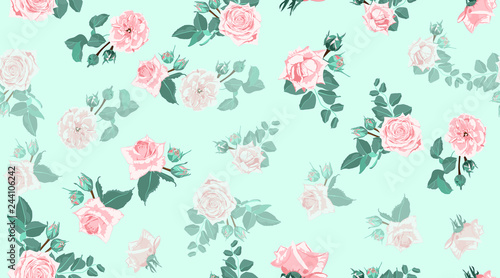 Vintage Roses, Seamless Floral Pattern.