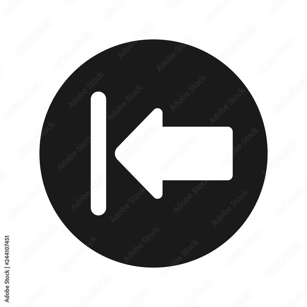 Back icon flat black round button vector illustration Back icon flat black round button vector illustration