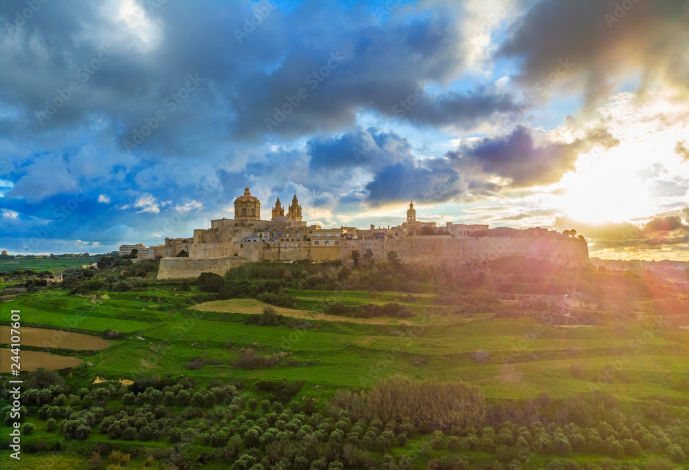 Mdina city. Sunset. Winter. Malta - island in Europe. Mdina city. Sunset. Winter. Malta - island in Europe.