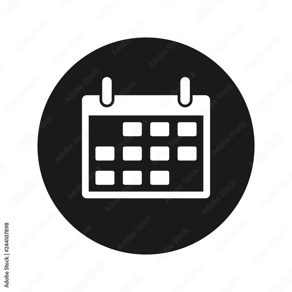 Calendar icon flat black round button vector illustration Calendar icon flat black round button vector illustration