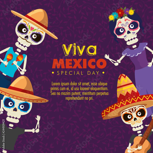 skeletons men wearing hat with catrina to celebration event