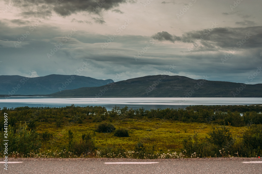 Beautiful view to the Tornetrask lake near Abisko