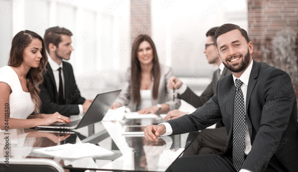 businessman holds a business meeting with the business team