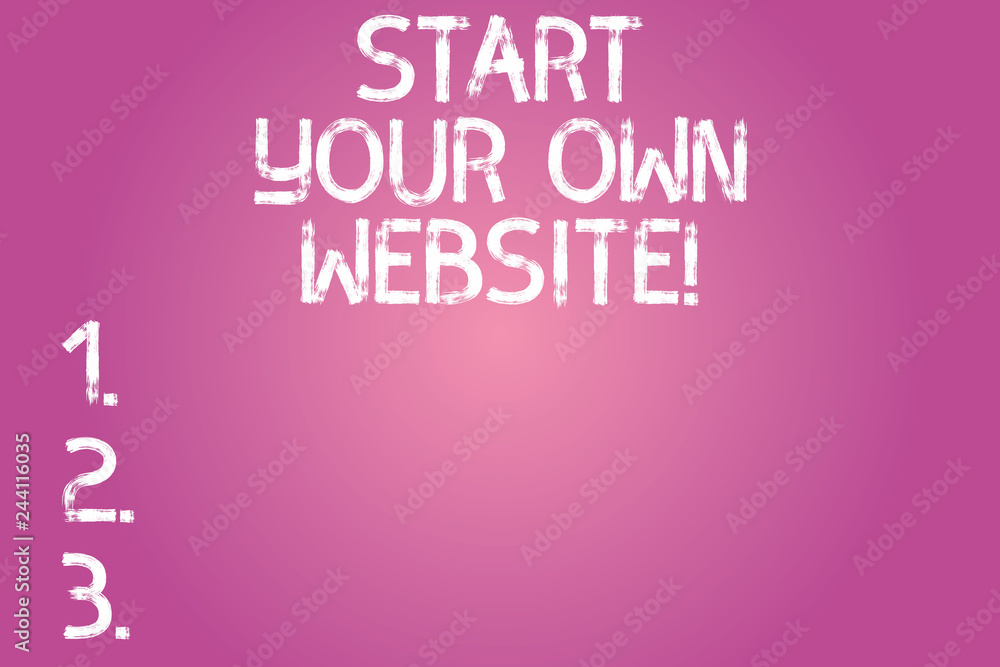 Conceptual hand writing showing Start Your Own Website. Business photo text Serve as Extension of a Business Card a Personal Site Color Rectangular Shape Outline and Round Beam in Center