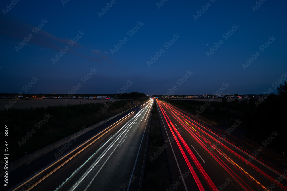 light traces on motorway