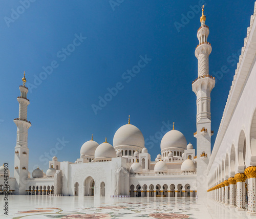 Courtyard of Sheikh Zayed Grand Mosque in Abu Dhabi, the capital city of the United Arab Emirates