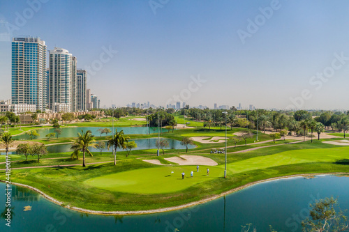 DUBAI, UAE - MARCH 10, 2017: View of Emirates Golf Club, an 36-hole golf course in Dubai.