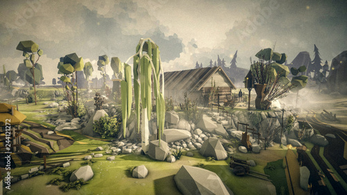 Obraz na plátně Medieval Slavic Village