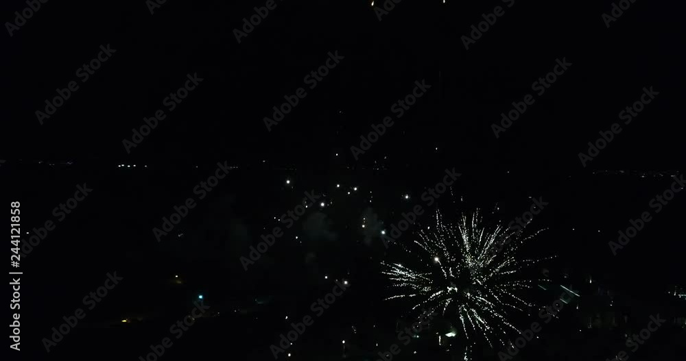 fireworks salute the night drone air flight 4k colorfull illumination fireworks salute the night drone air flight 4k colorfull illumination