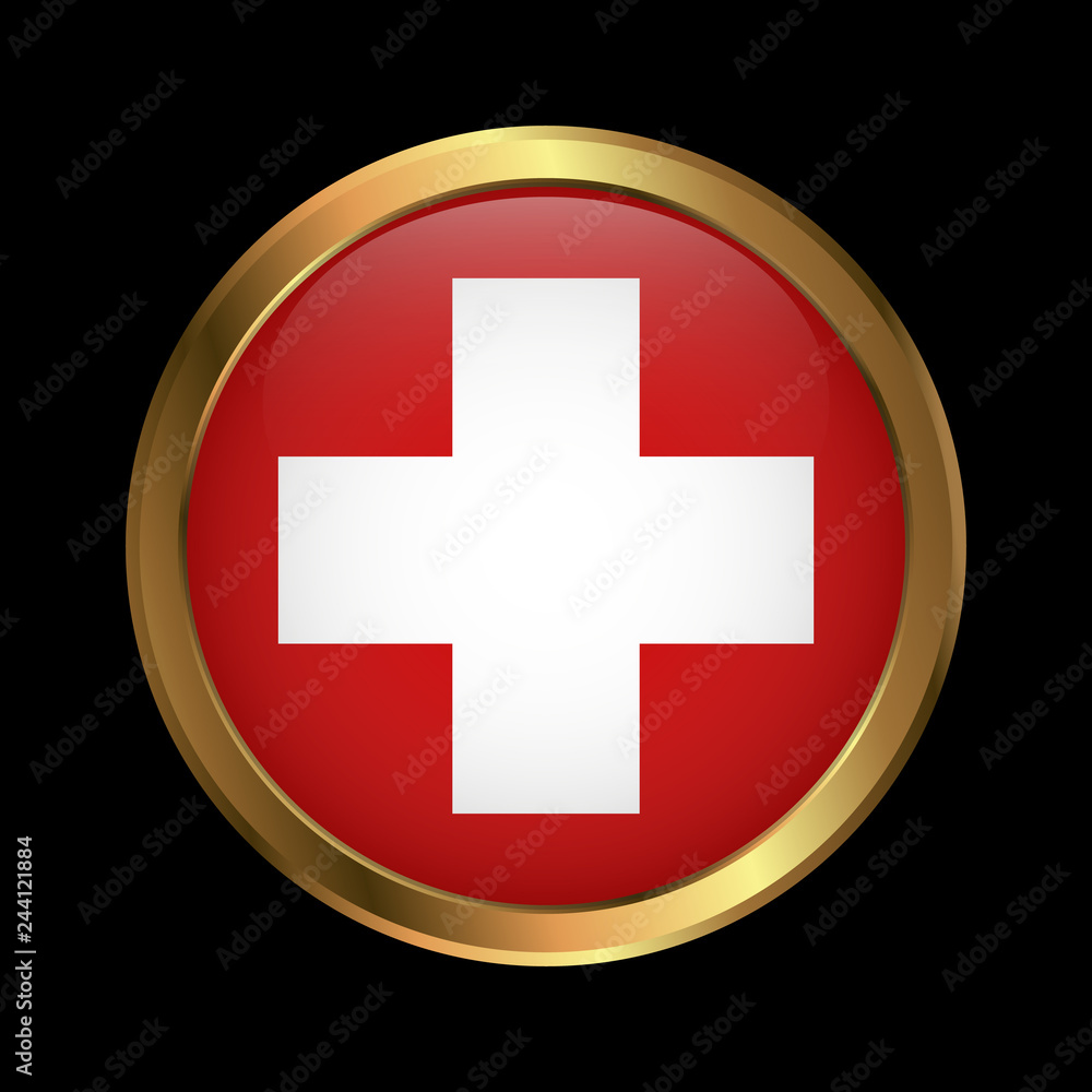 Obraz premium Flag of Switzerland. Brush painted Flag of Switzerland. Hand drawn style illustration with a grunge effect and watercolor. Flag of Switzerland with grunge texture. Vector illustration.