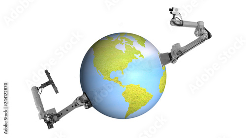 The world and robotic creation futuristic industry,world robotics concept in the imagine