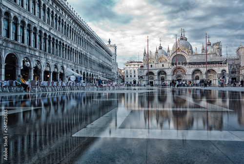 San Marco Square, Venice flooded after a rainy day