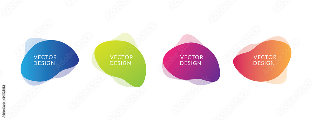 Set of fluid flow colorfull template with gradient blue, green, purple and orange for banner, poster, business card and flyer, vector design illustration