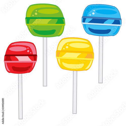 Sweet lollipop on stick of the varied colour
