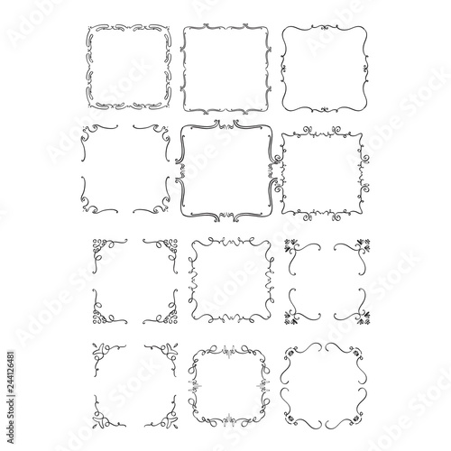 Vintage frames for your design. Hand drawn illustrations