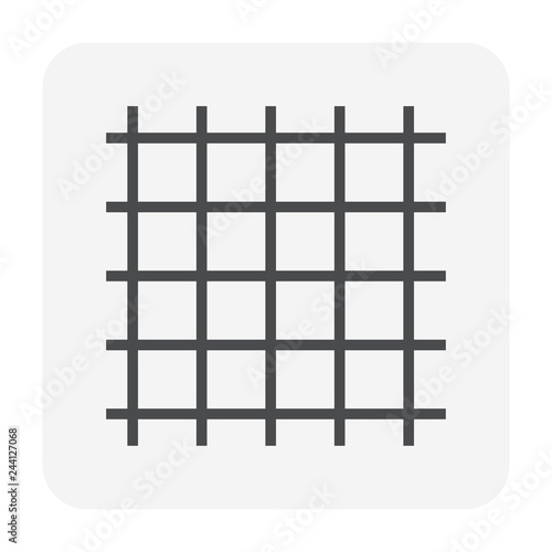Welded wire mesh or weldmesh metal steel vector icon. That cross wire with spacing by electric fusion welded or prefabricated joined grid. That construction material for reinforcing concrete slab.