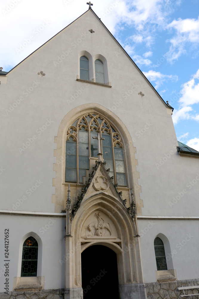 Fototapeta premium St. Martin`s Parish Church on Lake Bled, Slovenia. Lake Bled is popular travel destination in Slovenia.