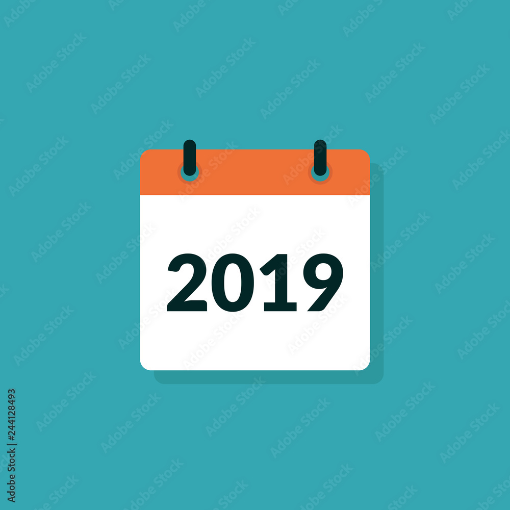 Calendar year 2019 vector design illustration flat modern template Calendar year 2019 vector design illustration flat modern template