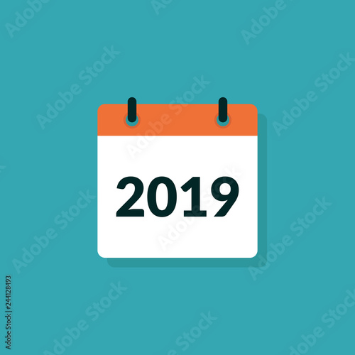 Calendar year 2019 vector design illustration flat modern template