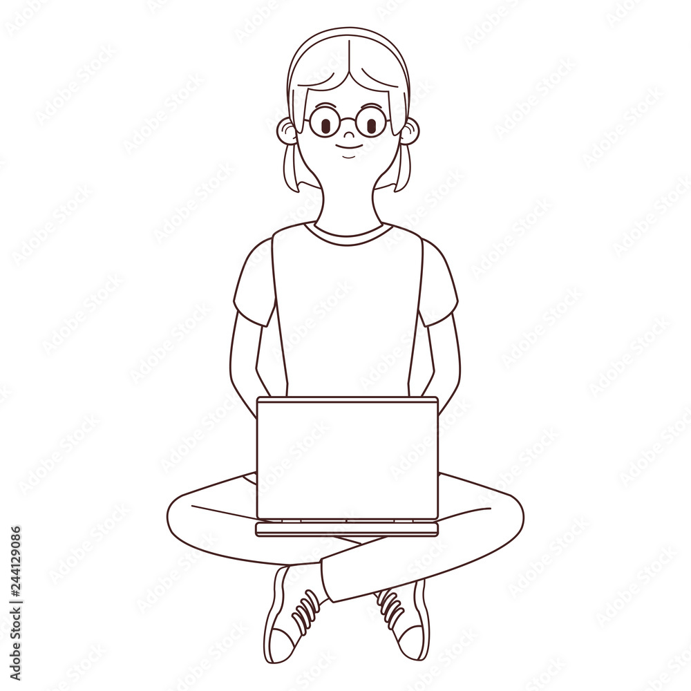 young woman cartoon young woman cartoon