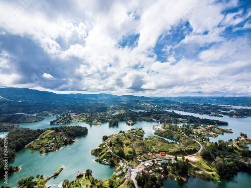Obraz na płótnie Amazing view of Guatape lake from Piedra El Penol, Colombia w salonie