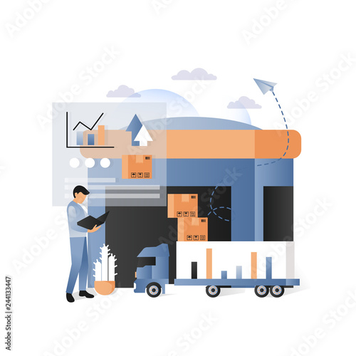Delivery and logistics services concept vector illustration