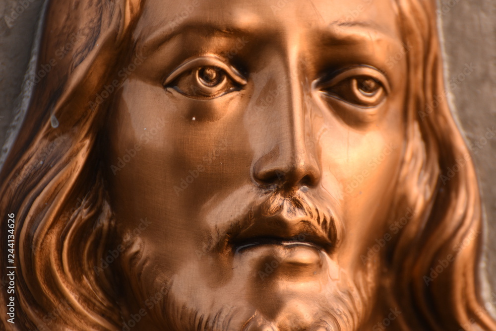 Face of Jesus Christ with crown of thorn (fragment of statue)