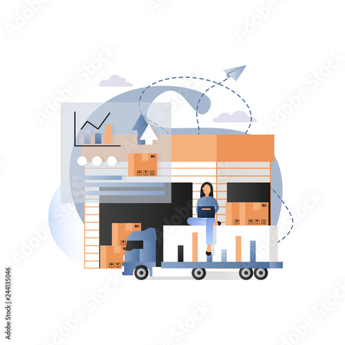 Delivery and logistics services concept vector illustration