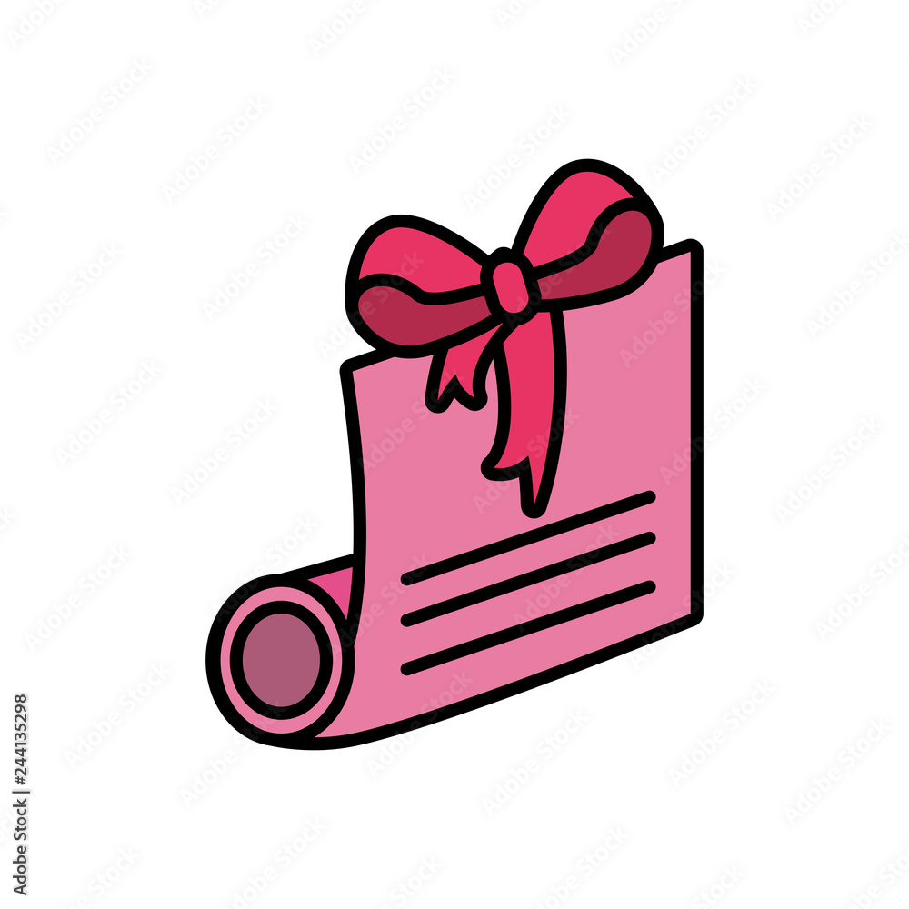 parchment with bow isolated icon parchment with bow isolated icon