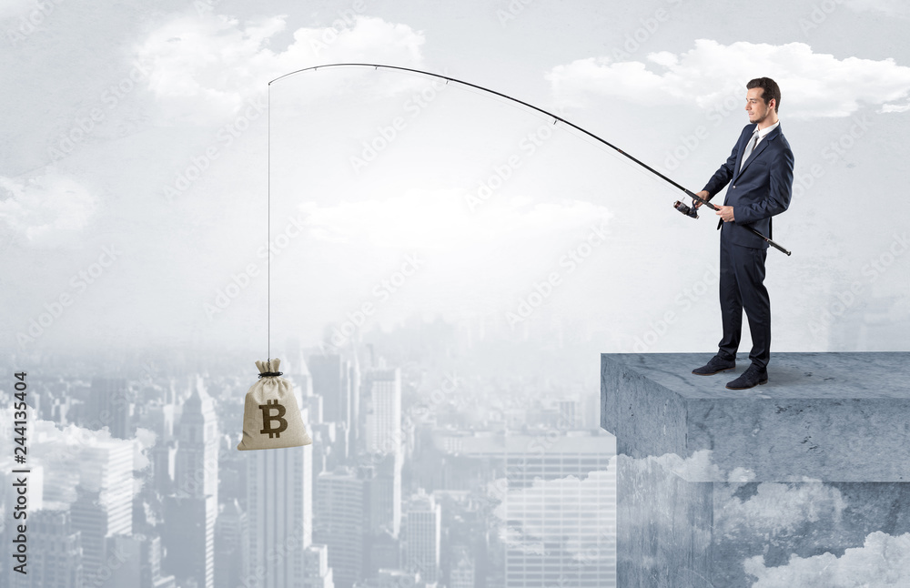 Businessman fishing sack of currency from the cityscape concept
Businessman fishing sack of currency from the cityscape concept