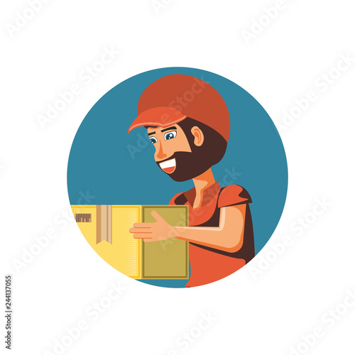 delivery worker with box avatar character