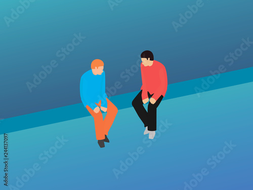Two guys are sitting