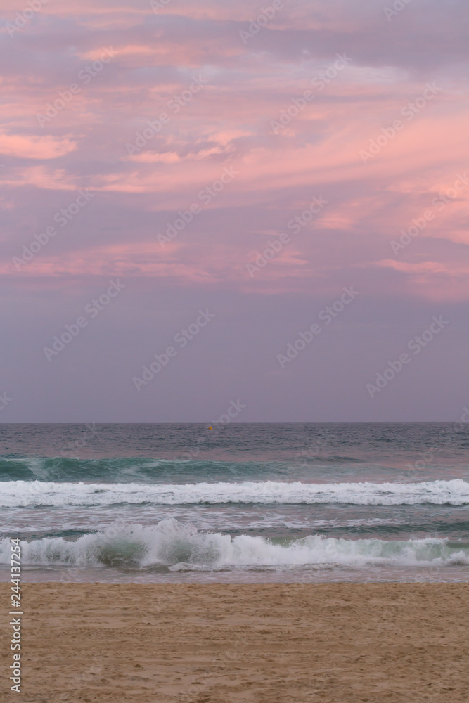 idyllic beach view at sunset