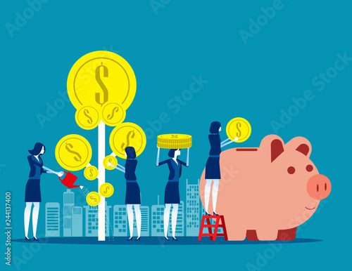 Money Profit growth business. Concept business vector illustration, Investment, Deposit, Coin.