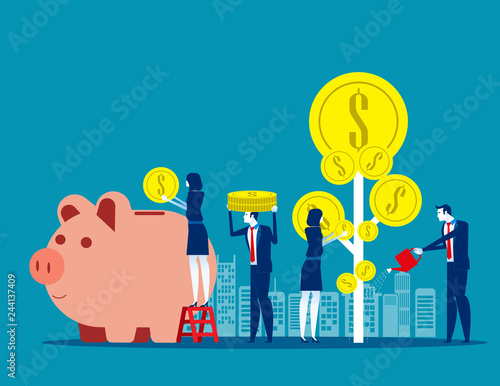 Money Profit growth business. Concept business vector illustration, Investment, Deposit, Coin.