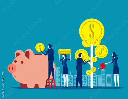 Money Profit growth business. Concept business vector illustration, Investment, Deposit, Coin.