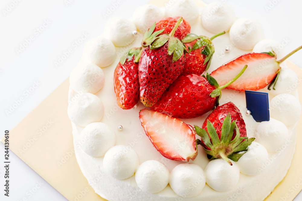 Delicious strawberry cake on white background Delicious strawberry cake on white background
