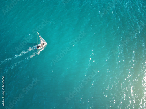 Aerial view of yacht in sea. © GIS