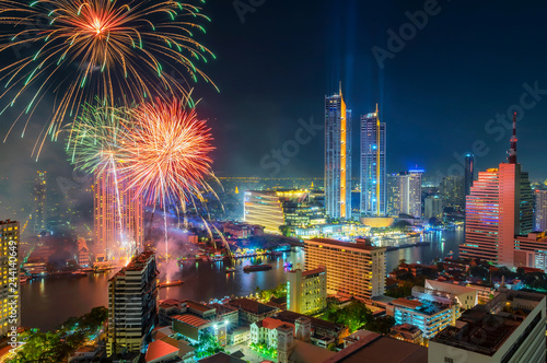 Photography Bangkok city Happy new year.