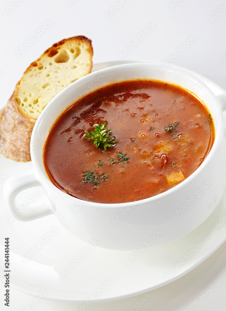 Delicious western borscht on white background