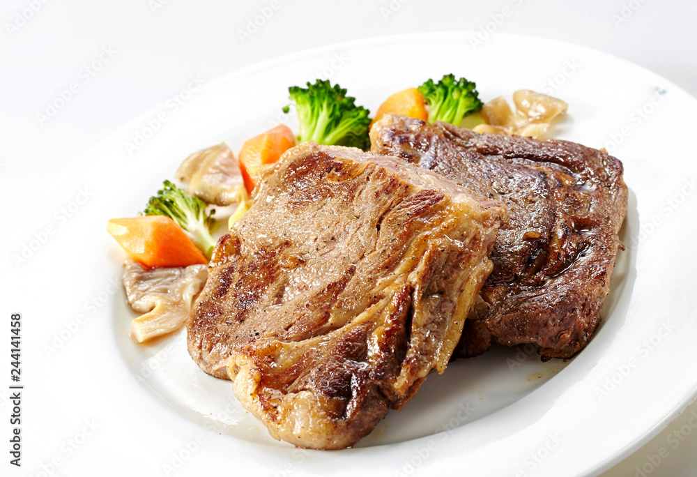 Delicious western style pork chop, on a white background
