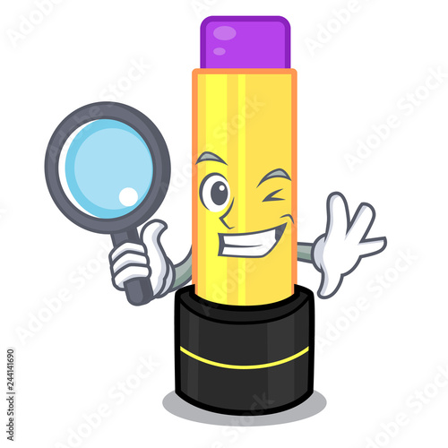 Detective lip balm above mascot dressing table