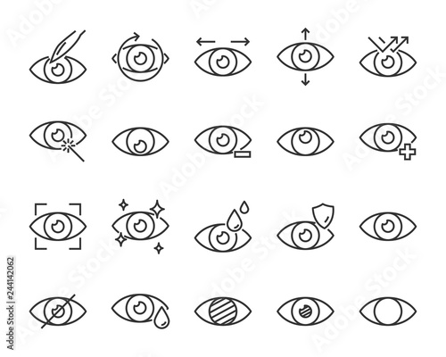 set of eye icons, such as eyedropper, sensitive, blind, eyeball, eyeproblem, lens