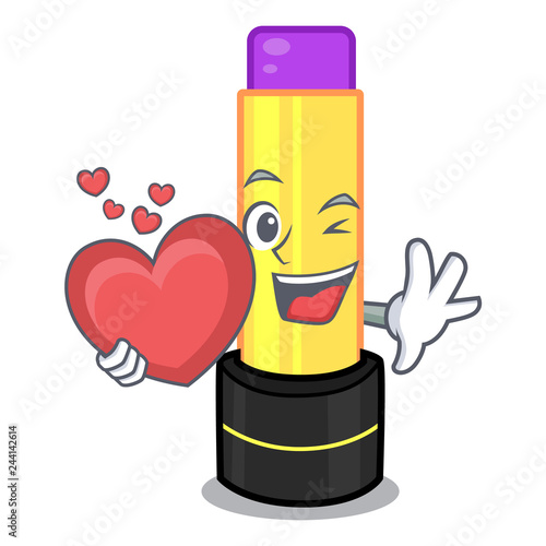 With heart lip balm isolated in thec cartoon photo