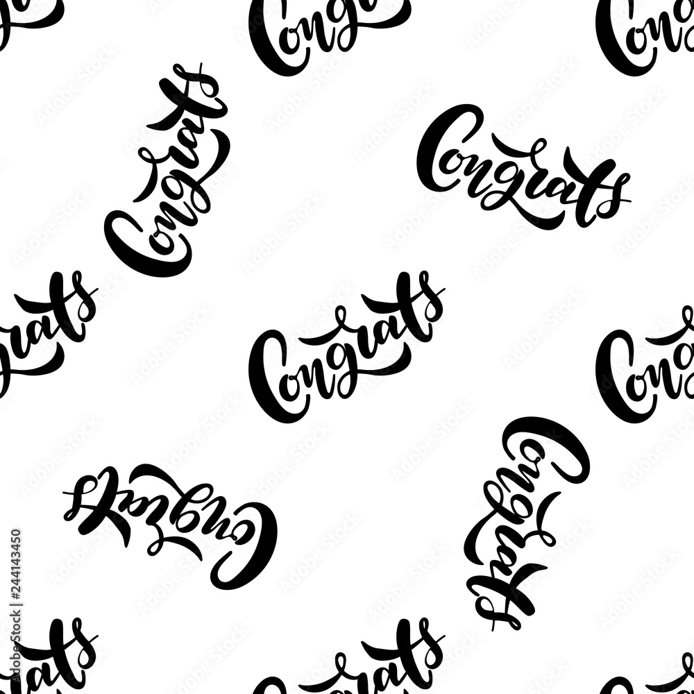 Seamless pattern with lettering Congrats. Vector typography, hand lettering calligraphy Seamless pattern with lettering Congrats. Vector typography, hand lettering calligraphy