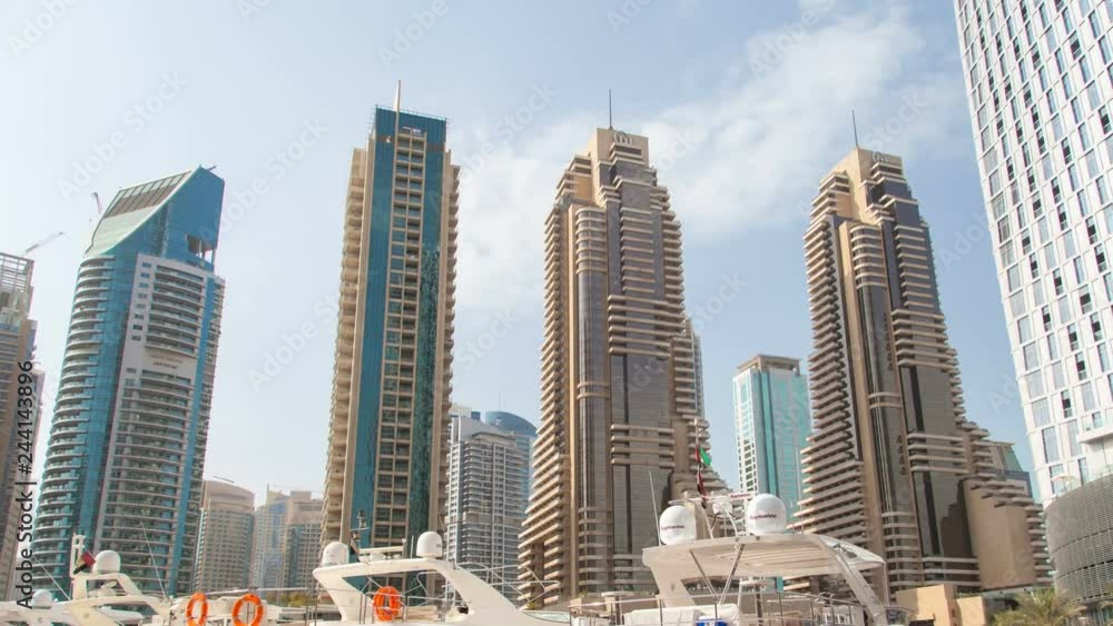 Dubai Marina urban Hyperlapse time-lapse UAE. zoom out Dubai Marina urban Hyperlapse time-lapse UAE. zoom out