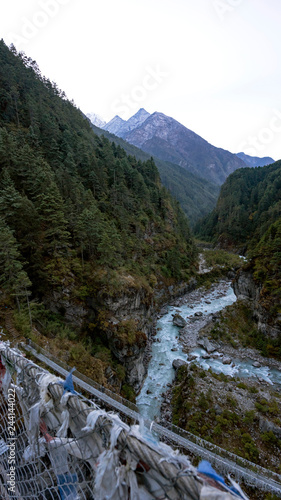 Hillary suspension bridge close to Namche Bazaar photo